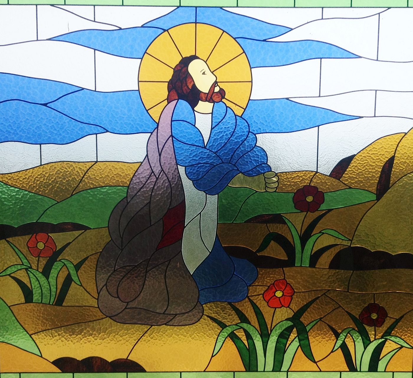Jesus Praying Stained Windows foto Christian Advs Sltg Wikimedia Commons 