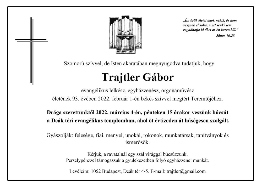Trajtler Gabor gyaszjelentes