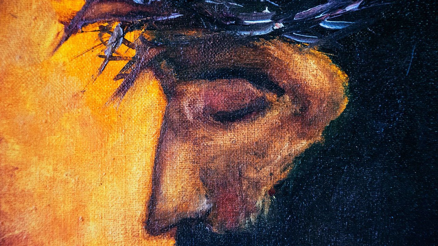 Krisztus töviskoszorúval a kereszten (részlet)