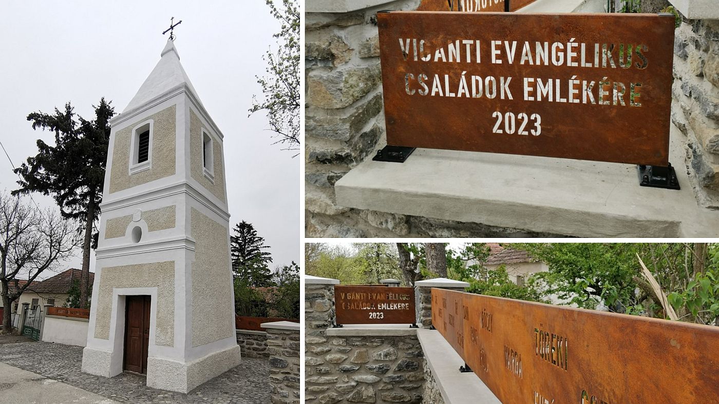 felújítottt evangélikus harangtorony Vigántpetenden