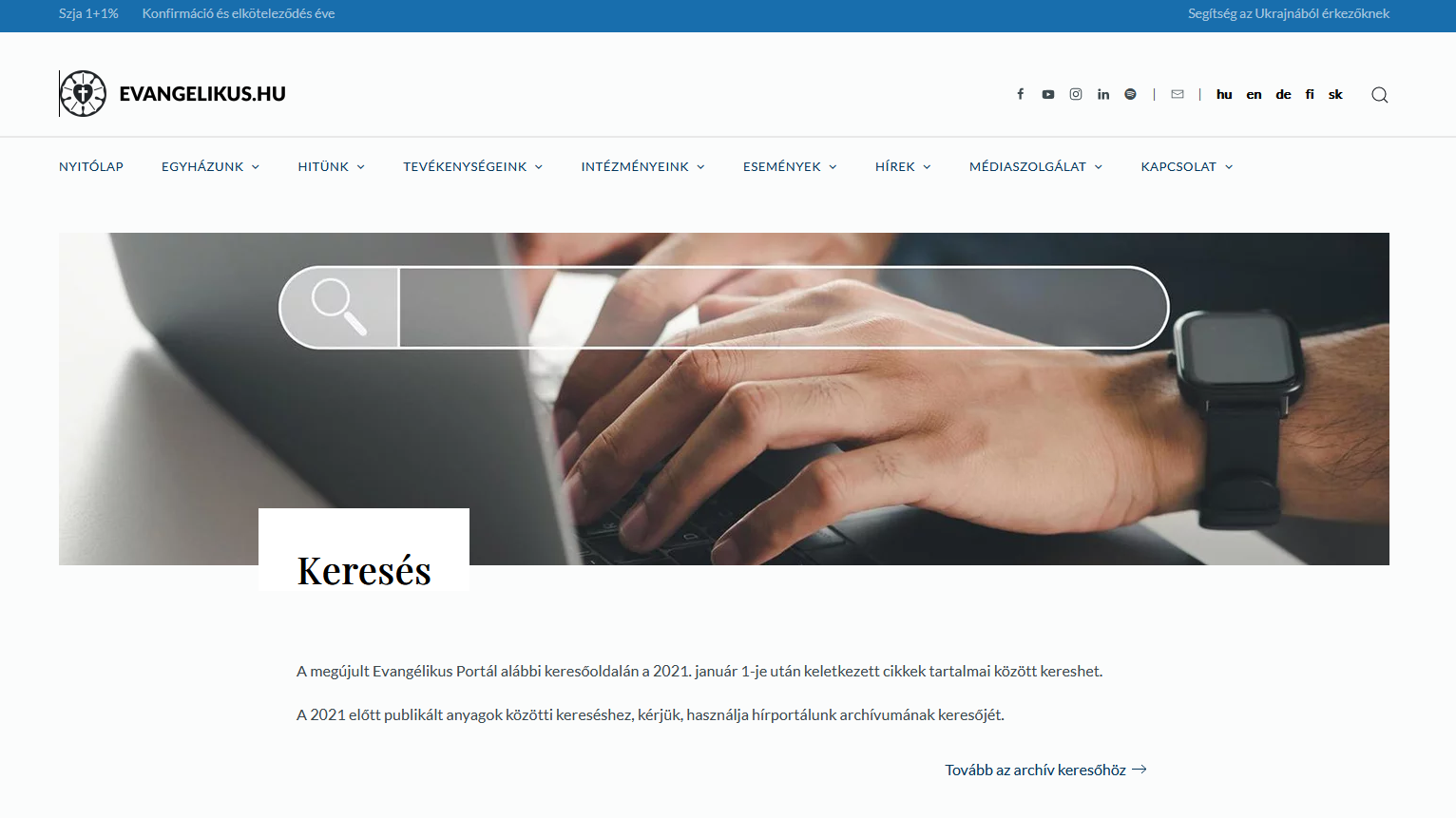 Evangelikus.hu megujult kereses archivum